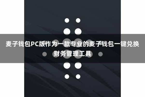 麦子钱包PC版作为一款专业的麦子钱包一键兑换财务管理工具